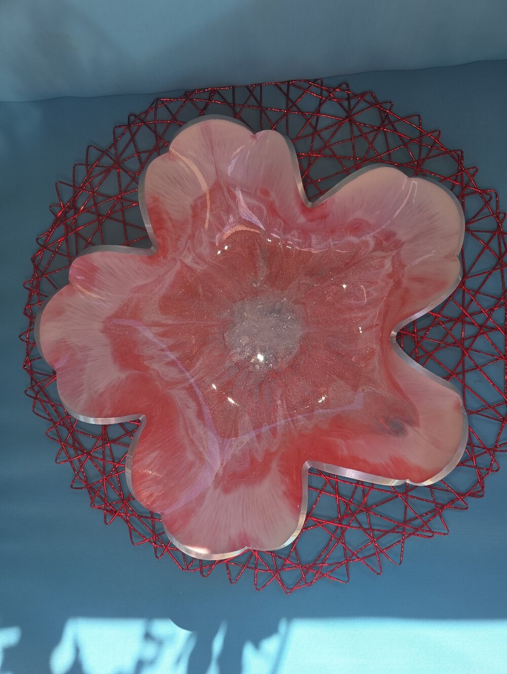 Resin Floral Decorative Bowl in Pink